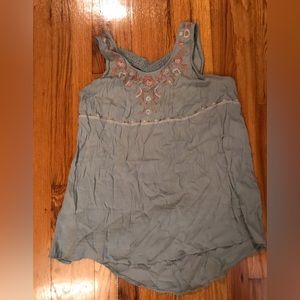 Knox Rose sage crinkled gauze lace detail back cut out design with embroidery